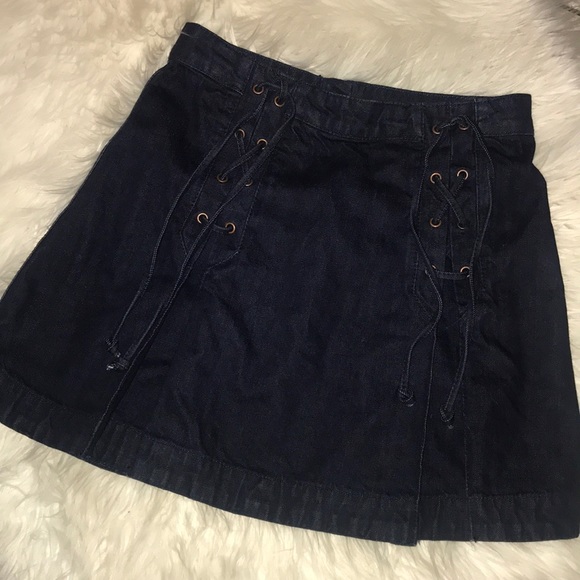 Free People Lace Up Denim Skirt - Picture 3 of 4